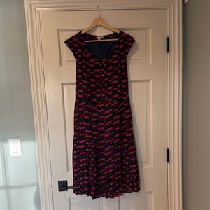 Halogen Black and Pink Midi Dress